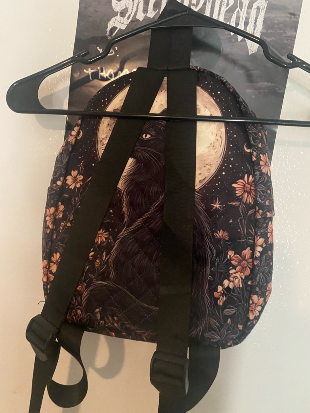 Black Cat Moon Quilted Mini Backpack - Picture 7 of 10